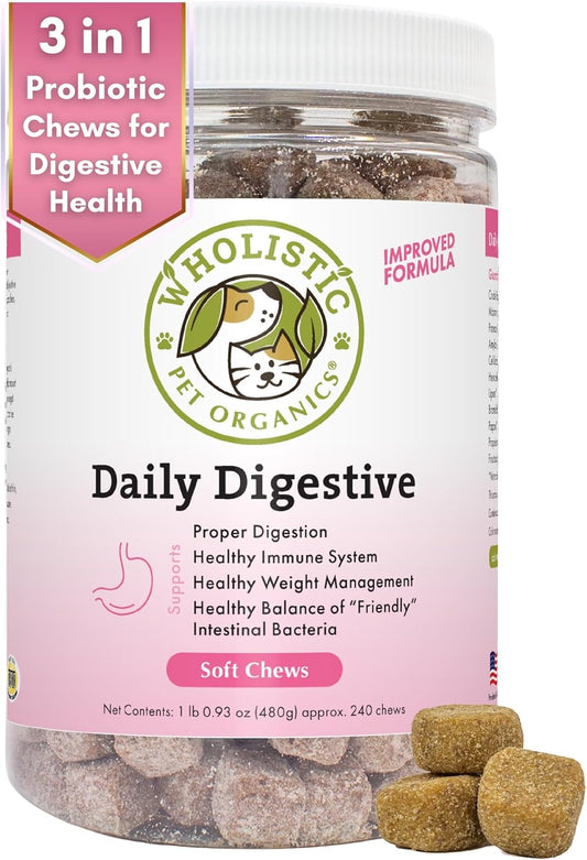 Dog Probiotic Chews with Digestive Enzymes - 240 Count for Gut Health & Immune Support