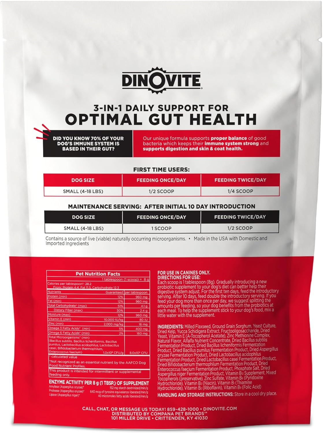 Dog Probiotic & Omega 3 Supplement for Skin & Coat Health - Hot Spot Relief - Small Dogs - 30 Day Supply