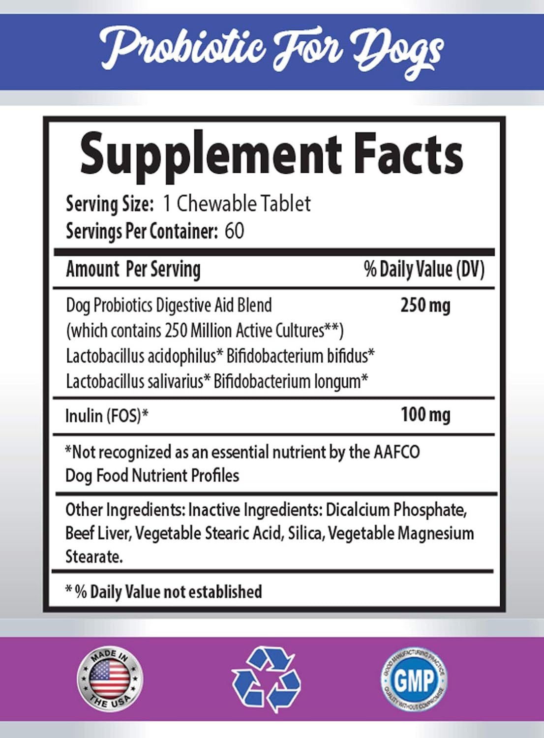 Dog Probiotics Chewable Treats - Supports Healthy Gut, Stops Gas, Diarrhea, & Bad Breath - Digestive Boost Supplement for Dogs - 3 Bottles (180 Treats)