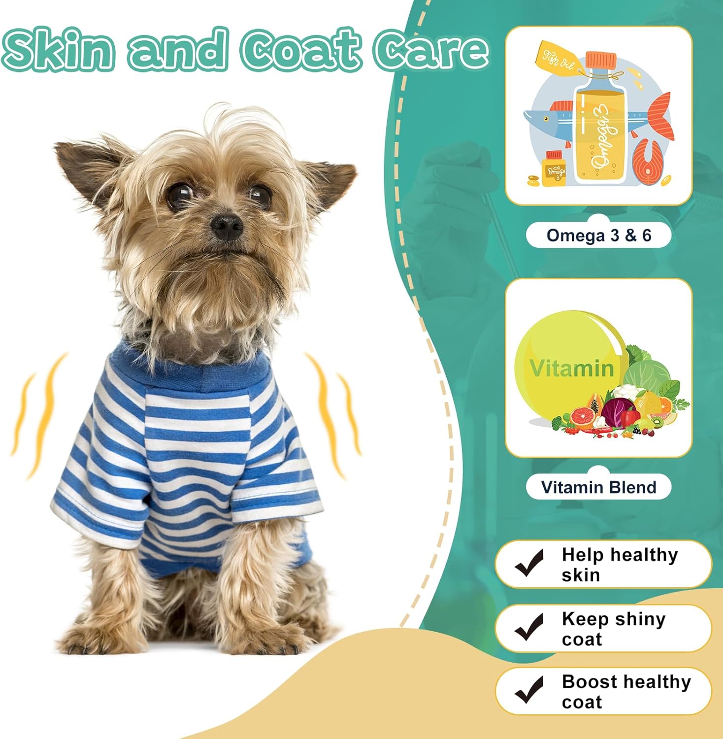 Dog Probiotics with Digestive Enzymes, Prebiotics, Omega-3, 6, Vitamins - 6 Billion CFUs, 120 Chews for Gut Health & Immune Support