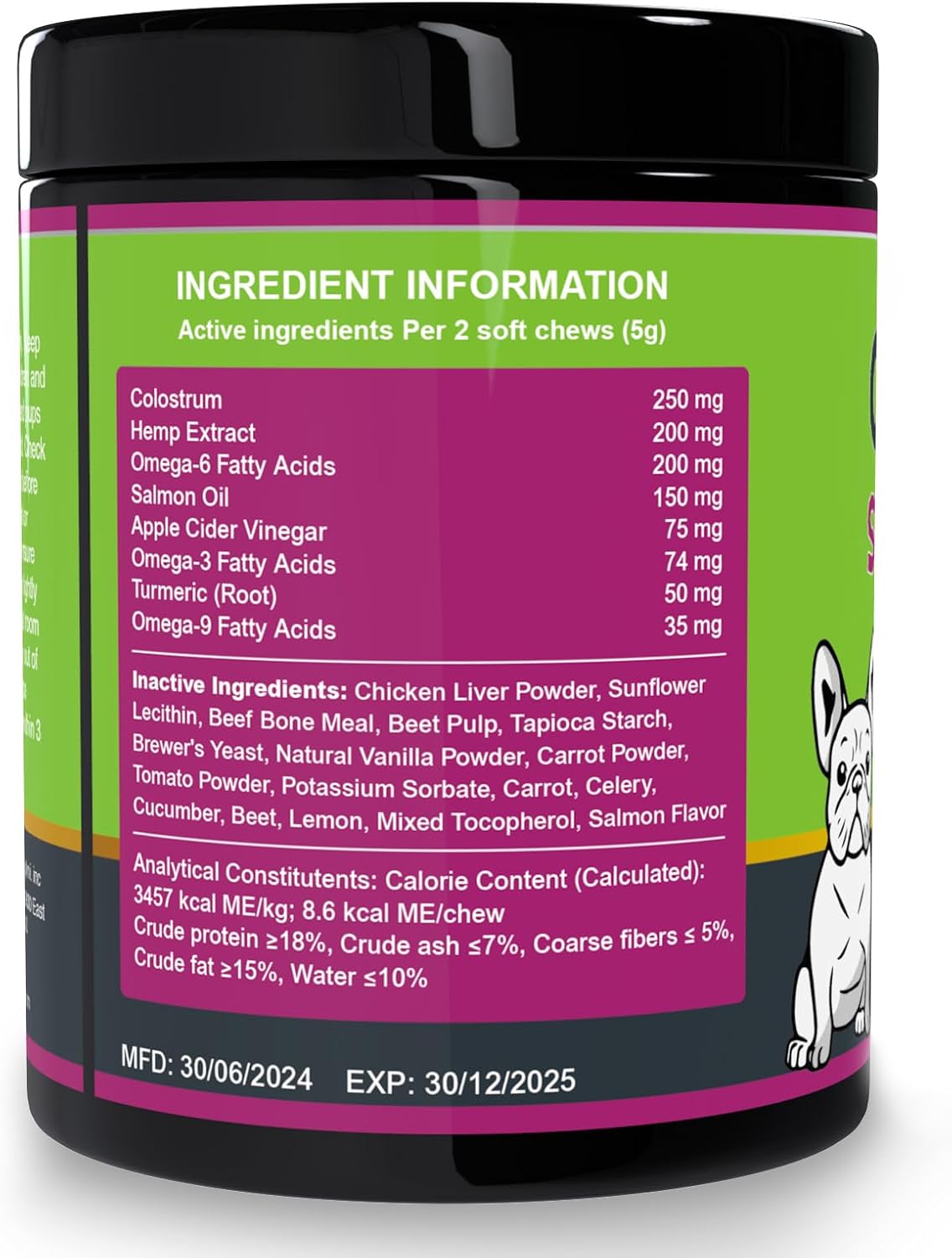 Dog Skin & Coat Supplement with Omega-3 Fish Oil for Itch Relief, Shedding Reduction & Joint Health - 180 Count Omega-3 for Dogs