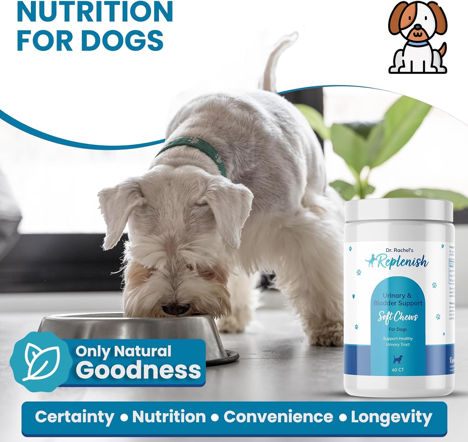 Dog Urinary Health Chews with Cranberry Extract and Echinacea for Immune System Support - 60 Count