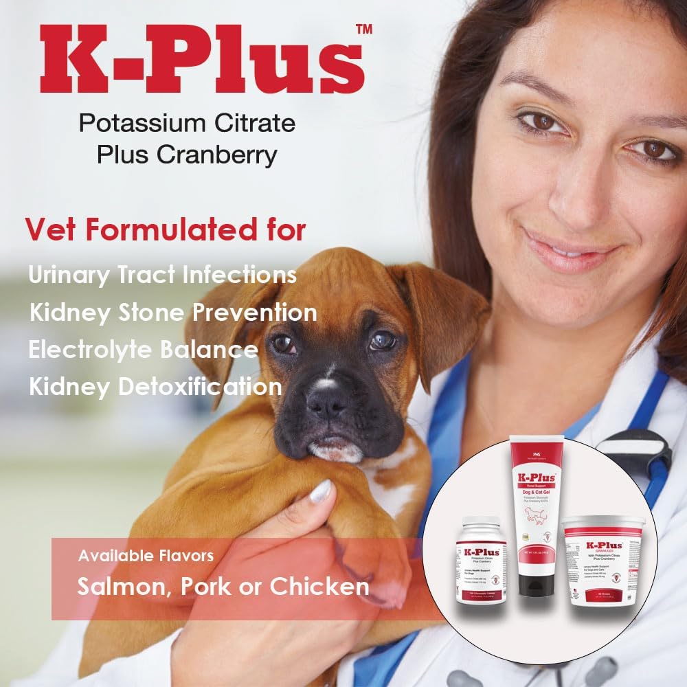 Dog UTI Remedy: K-Plus Potassium Citrate & Cranberry Supplement - Supports Bladder Health - 200 Chewable Tablets for All Breeds