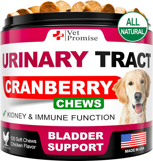 Dog UTI Treatment - Cranberry Supplement for Bladder Control & Infections - Made in USA - Multivitamin Chews for Urinary Health