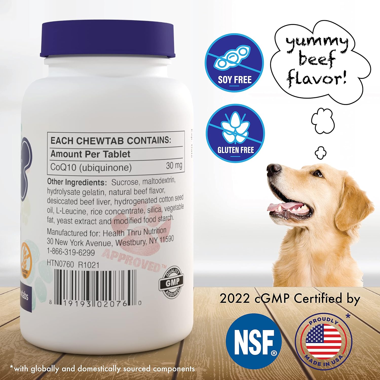 Dog-Vites CoQ10 for Dogs, 60 Chewable Beef-Flavored Tablets with 30mg - Health Thru Nutrition