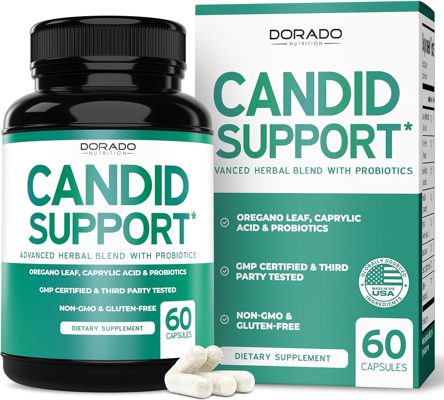 DORADO NUTRITION Candida Cleanse Detox - 60 Count Advanced Formula for Overgrowth Treatment - Candida Killer Complex for Men and Women - Vegan & Made in USA - Third Party Tested