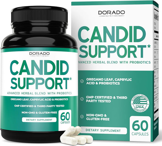 DORADO NUTRITION Candida Cleanse Detox - 60 Count Advanced Formula for Overgrowth Treatment - Candida Killer Complex for Men and Women - Vegan & Made in USA - Third Party Tested
