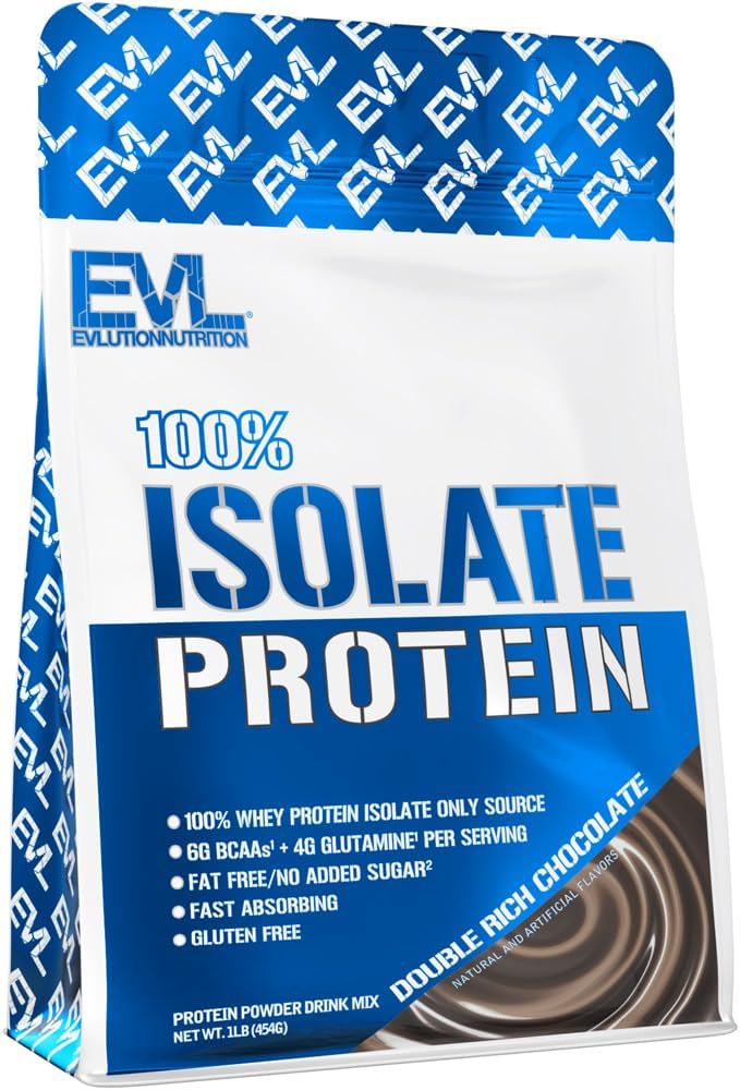 Double Rich Chocolate Whey Protein Isolate Powder - 25g Protein, Zero Sugar, Low-Carb, Gluten-Free - 1 LB