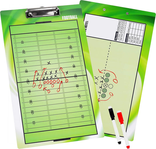 Double-Sided Dry-Erase Football Coaching Board Clipboard for American Football Coaches - Includes 2 Erasable Pens by BETTERLINE