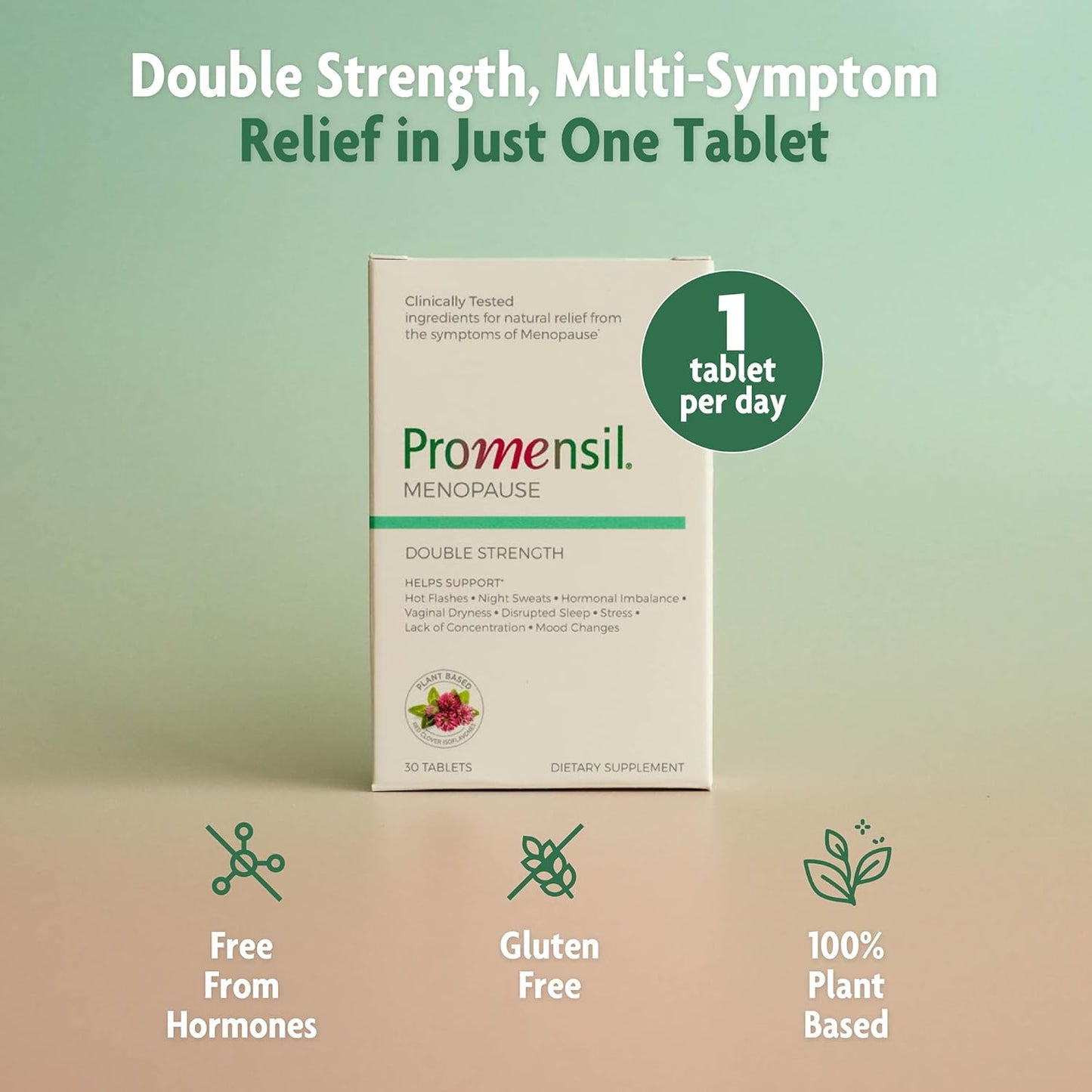 Double Strength Menopause Supplements for Women - Red Clover Isoflavones, Estrogen Vitamins - Supports Hot Flashes, Night Sweats, Restlessness - 30 Count
