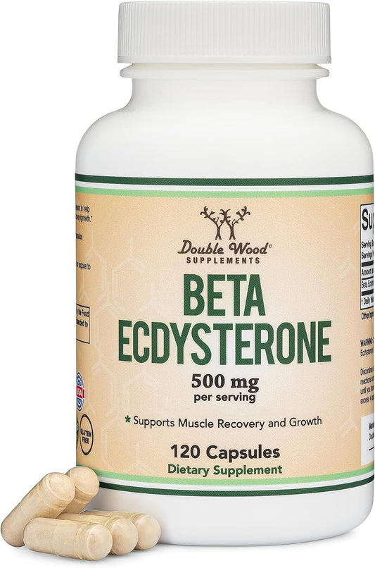 Double Wood Beta Ecdysterone Supplement - 500mg (120 Capsules) Plant Anabolic for Men's Health - Non-GMO, Gluten Free