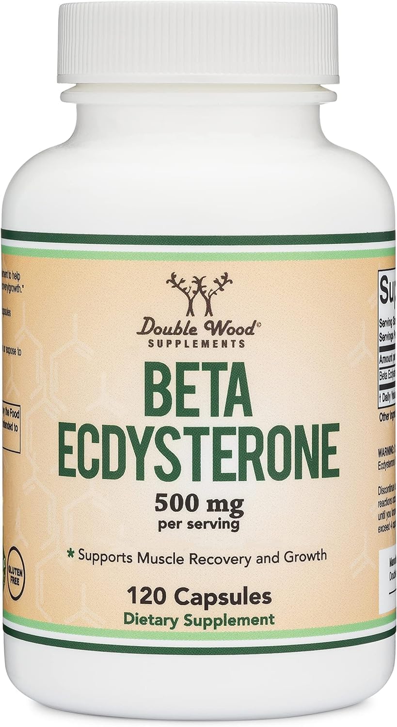 Double Wood Beta Ecdysterone Supplement - 500mg (120 Capsules) Plant Anabolic for Men's Health - Non-GMO, Gluten Free