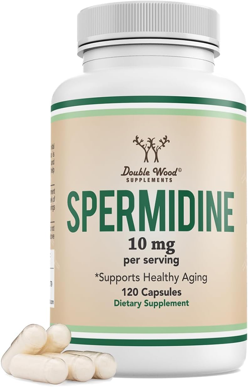 Double Wood Spermidine Supplement - 120 Capsules (10mg 99% Spermidine 3HCL) - Third Party Tested for Cell Membrane and Telomere Health