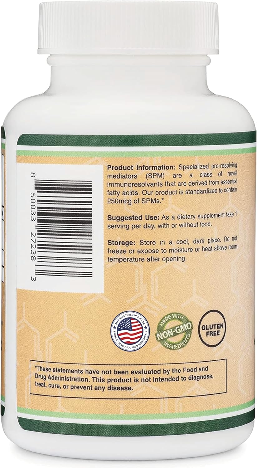 Double Wood Supplements SPM Max Softgels - 120 Count, 500mg - Standardized and Third Party Tested for Active SPMs