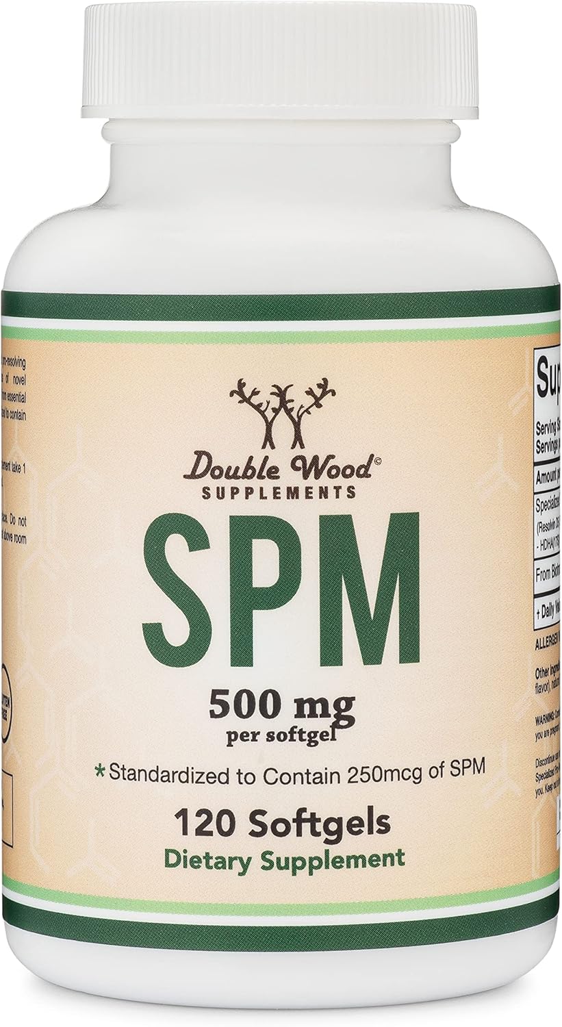Double Wood Supplements SPM Max Softgels - 120 Count, 500mg - Standardized and Third Party Tested for Active SPMs