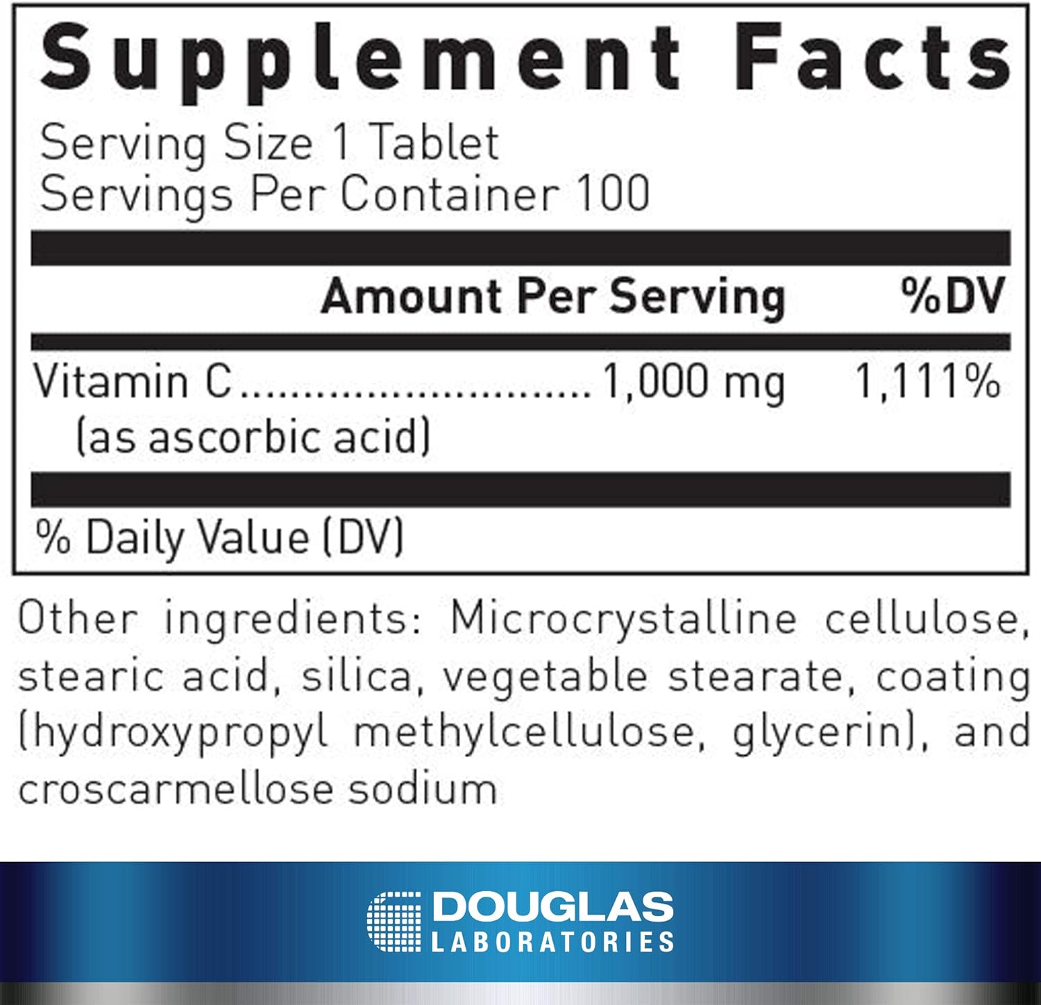 Douglas Laboratories Vitamin C Tablets for Immune Support and Wound Healing - 100 Count