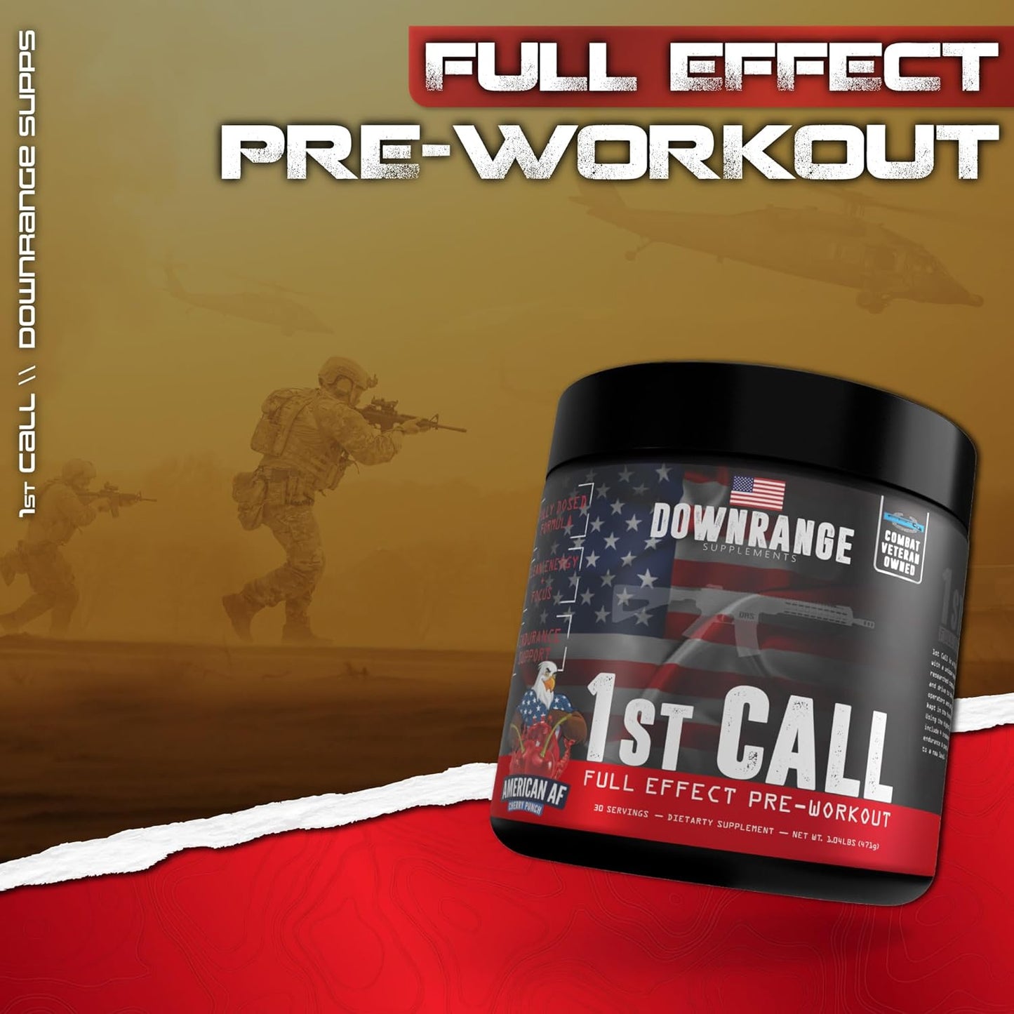 DownRange 1st Call Pre Workout Powder - Amino Acid Beta Alanine, Caffeine, Energy and Focus Support - 30 Servings, Cherry Punch - Preworkout for Men and Women