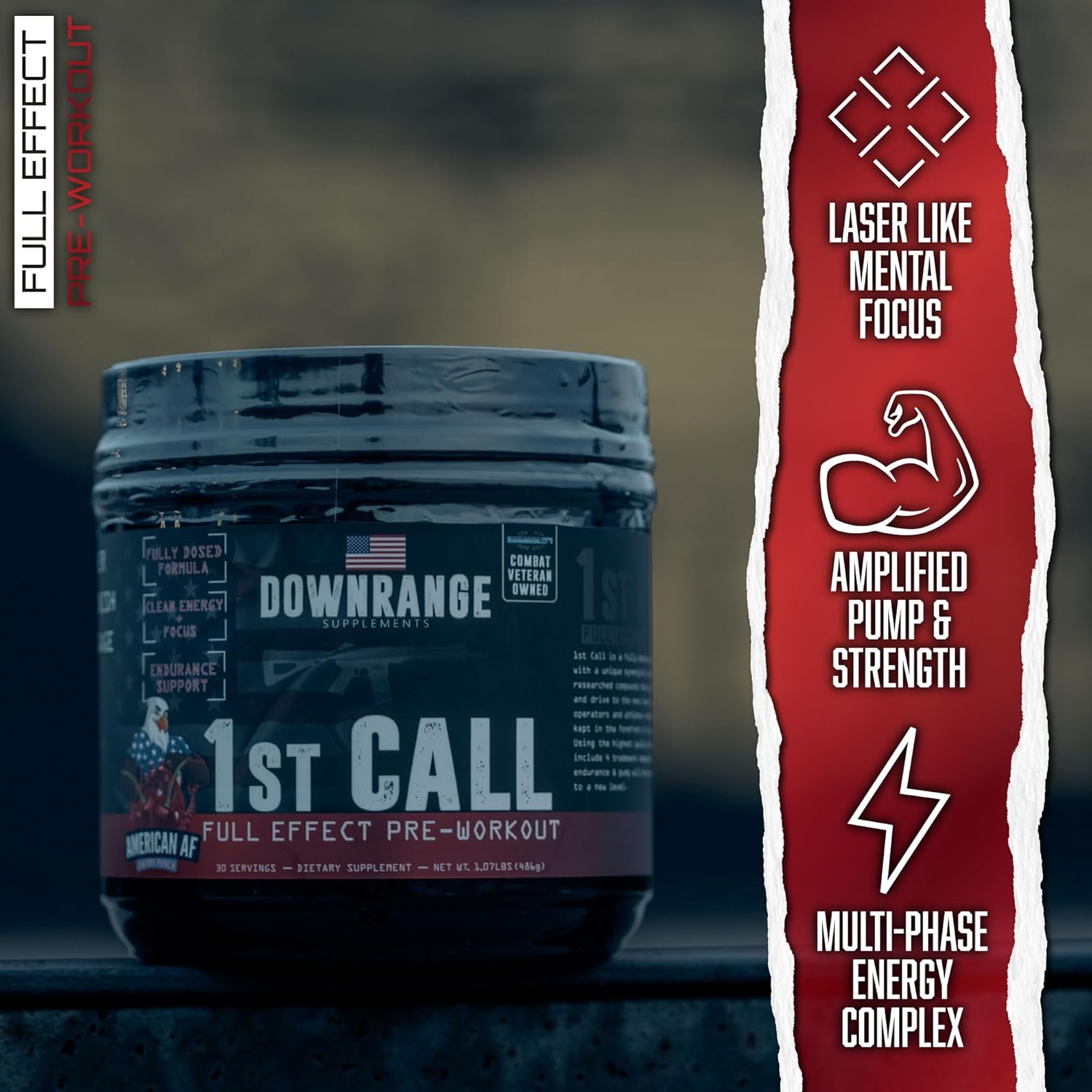 DownRange 1st Call Pre Workout Powder - Amino Acid Beta Alanine, Caffeine, Energy and Focus Support - 30 Servings, Cherry Punch - Preworkout for Men and Women