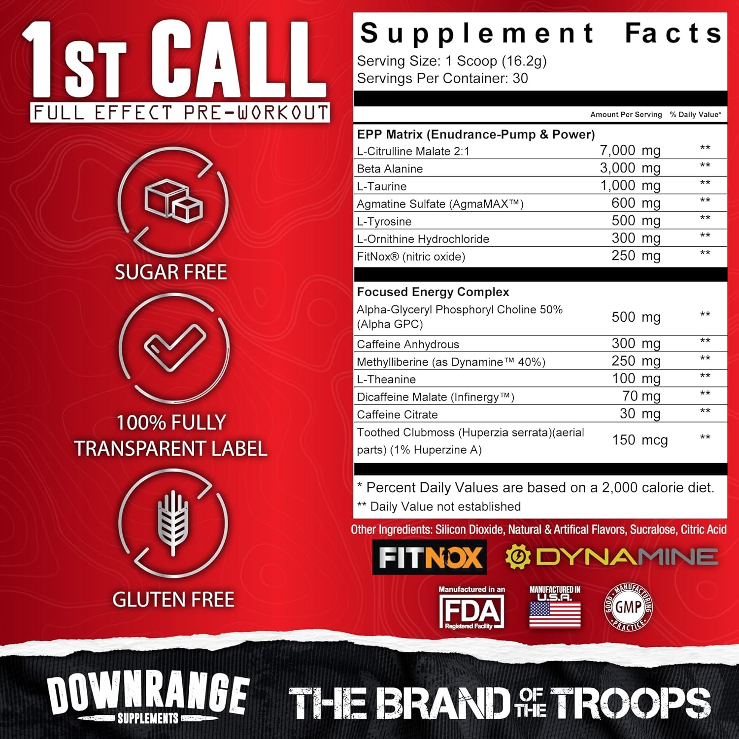 DownRange 1st Call Pre Workout Powder - Amino Acid Beta Alanine, Caffeine, Energy and Focus Support - 30 Servings, Cherry Punch - Preworkout for Men and Women