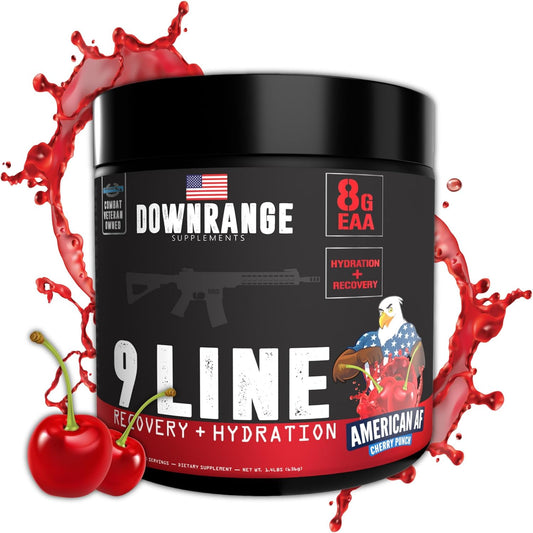 DownRange 9 Line Recovery + Hydration Powder - Electrolytes, Amino Acids, & Coconut Water for Muscle Recovery & Energy - 30 Servings