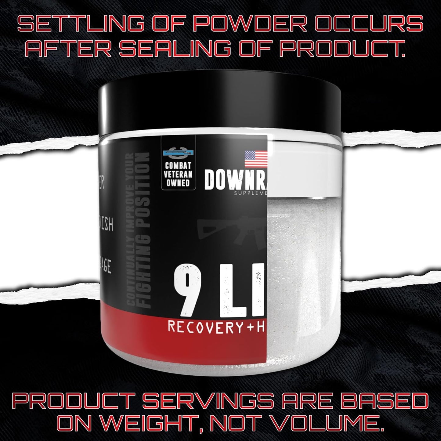 DownRange 9 Line Recovery + Hydration Powder - Electrolytes, Amino Acids, & Coconut Water for Muscle Recovery & Energy - 30 Servings