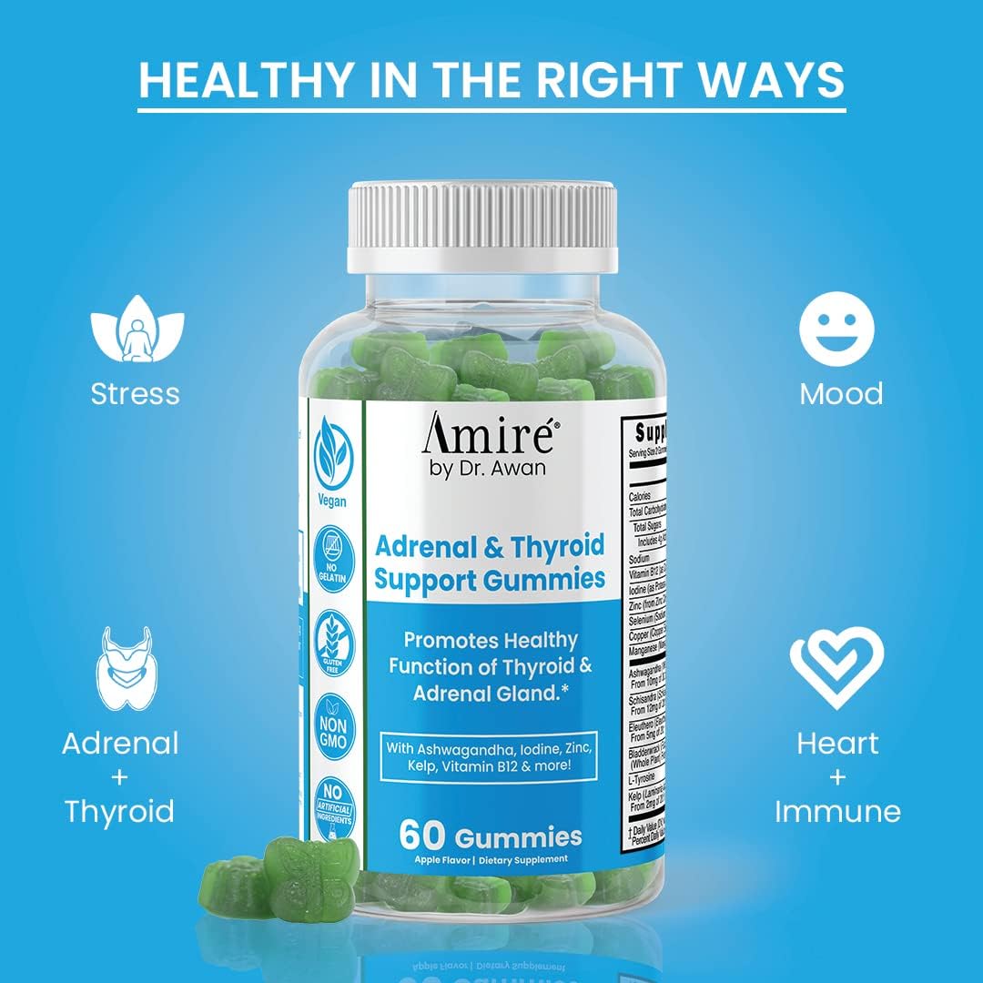 Dr. Awan Thyroid Support Gummies with Kelp, Selenium, and Ashwagandha for Energy and Immunity - 180 Gummies, 90-Day Supply