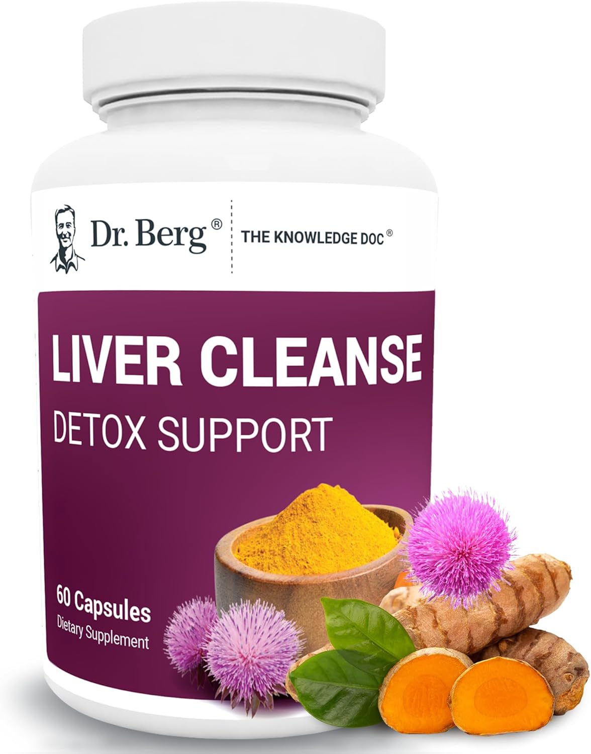 Dr. Berg Liver Cleanse Detox Capsules with Milk Thistle, Turmeric & Choline - Liver Supplement with Ox Bile & Folate - 60 Capsules