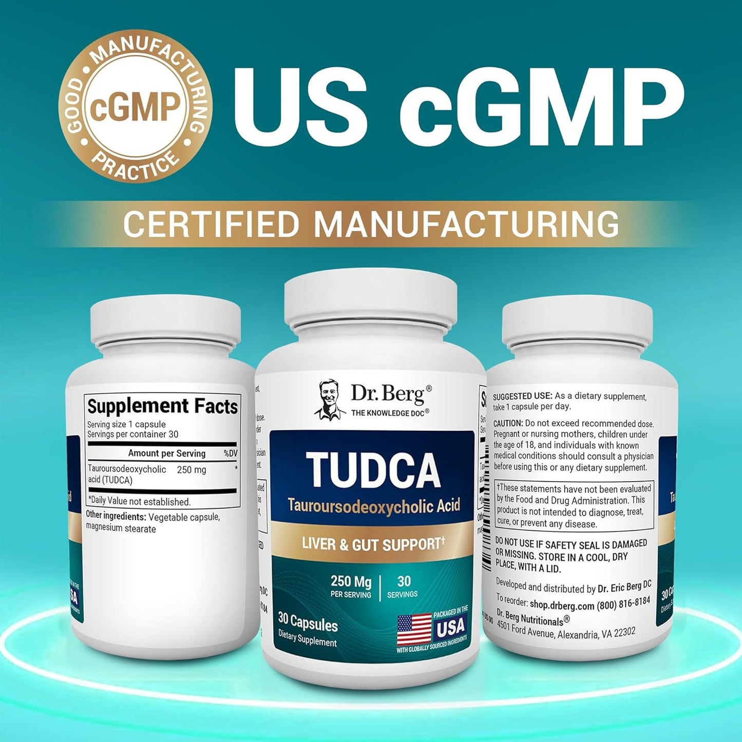 Dr. Berg TUDCA Supplement - Powerful Formula for Liver, Bile, Gallbladder & Digestive Health - 30 Capsules