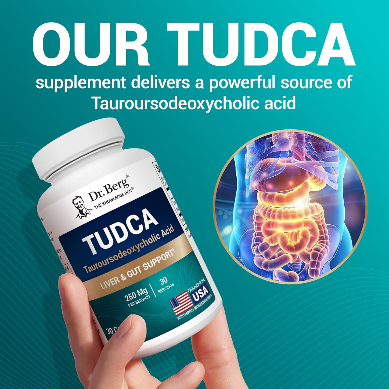 Dr. Berg TUDCA Supplement - Powerful Formula for Liver, Bile, Gallbladder & Digestive Health - 30 Capsules