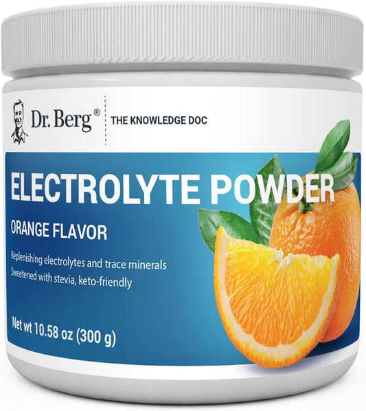 Dr. Berg Zero Sugar Keto Electrolyte Powder with Potassium & Himalayan Salt - Orange Flavor Drink Mix - 50 Servings
