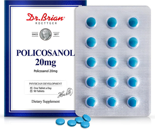 Dr. Brian Roettger Policosanol 20mg Tablets for Heart & Cholesterol Health - Non-GMO, Gluten Free Vegetarian Formula