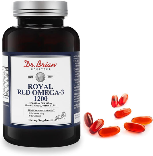 Dr. Brian Roettger Royal Red Omega 3 Fish Oil Supplement - 90 Soft Gels with EPA, DHA, Vitamin D & E for Physical Health