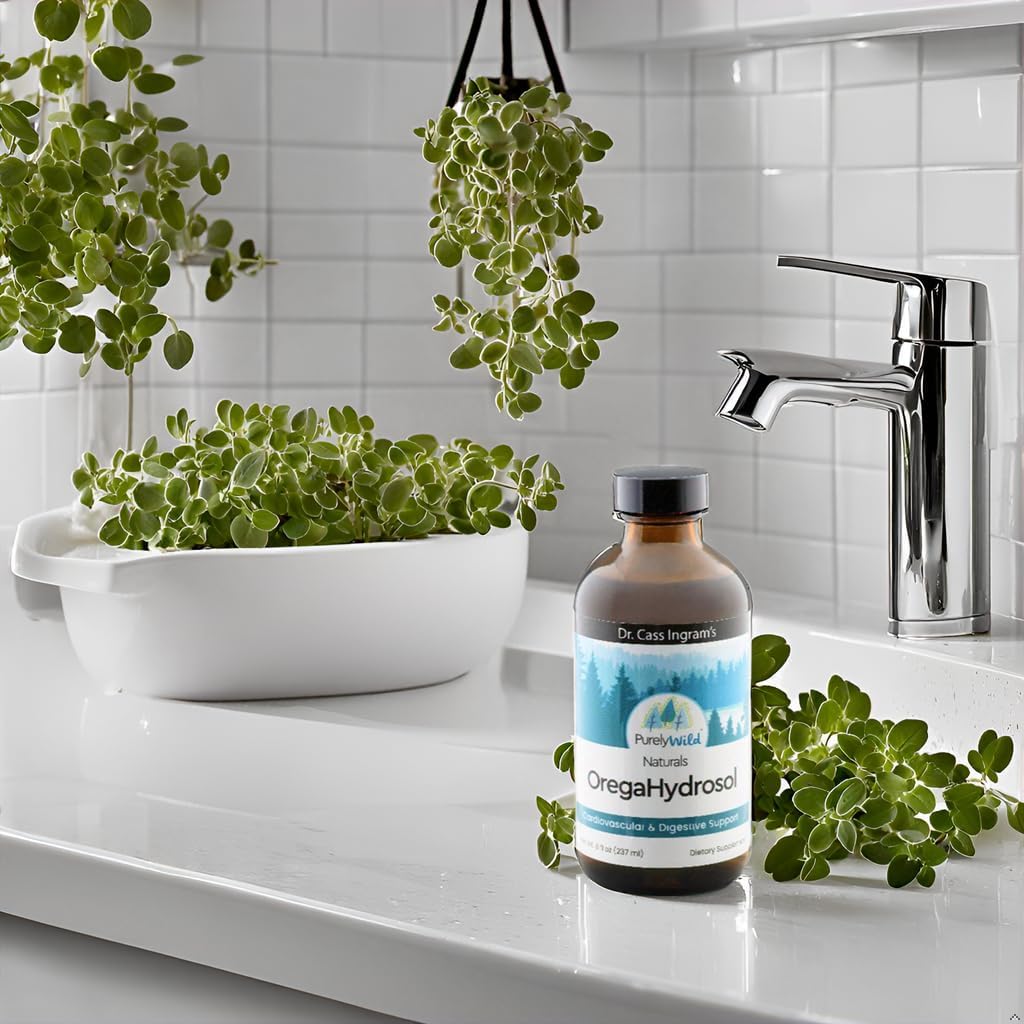 Dr. Cass Ingram's OregaHydrosol: Pure Wild Mediterranean Oregano Juice for Immune & Digestive Health - Non GMO - Steam-Distilled Essence - 8 fl oz