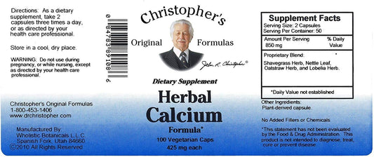 Dr. Christopher's Herbal Calcium Formula Capsules - 100 Caps Pack