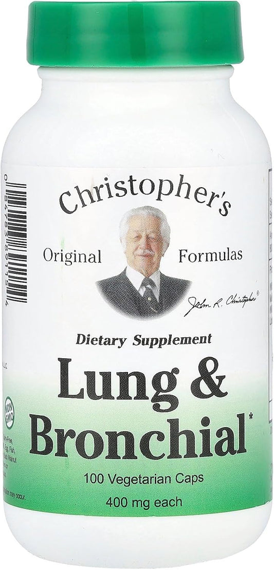 Dr. Christopher's Original Lung & Bronchial Formula Capsules - 100 Count, 400mg - Vegetarian Formula for All Genders