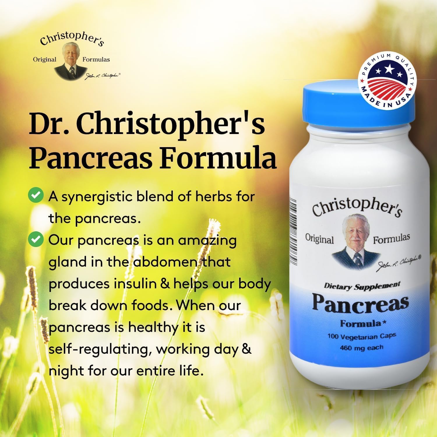 Dr. Christopher's Pancreas Formula - 100 Vegetarian Capsules