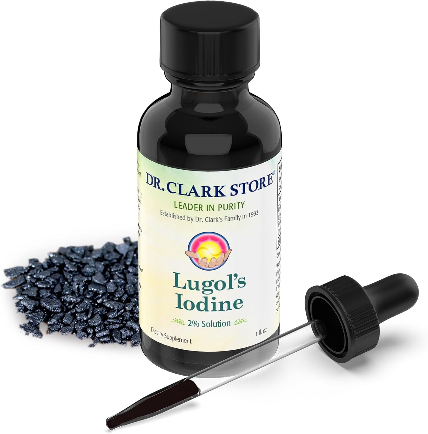 Dr. Clark Lugol’s Iodine 2% Solution - Natural Stomach Relief - 3Pack - 1 fl. Oz with Dropper - Bernard Jensen's