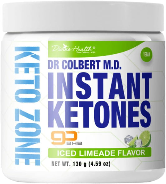 Dr. Colbert's Keto Zone Diet Limeade Instant Ketones Powder with GoBHB Exogenous Salts - 4.59oz