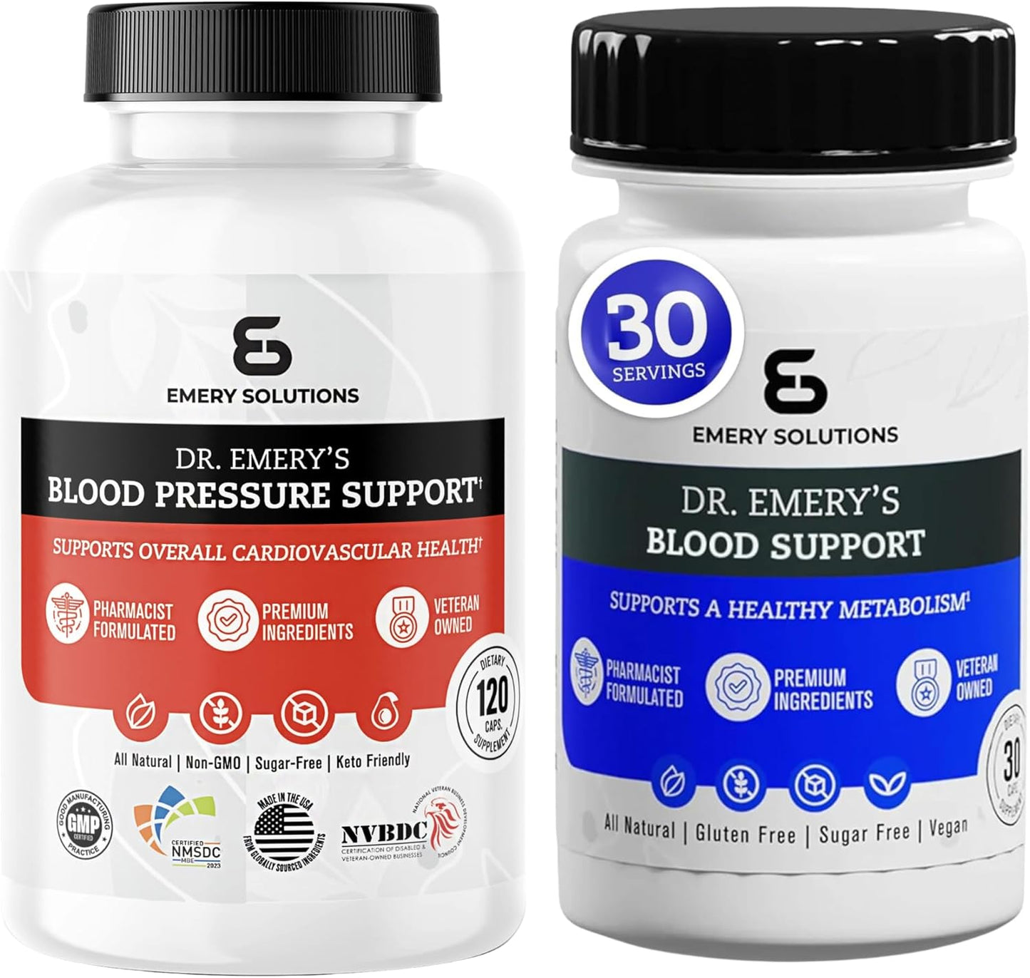 Dr Emery's Blood Pressure Support Capsules with Magnesium, D3, Potassium, CoQ10, B6, B9, B12, Vitamins, and Zinc - Vegan and Sugar-Free