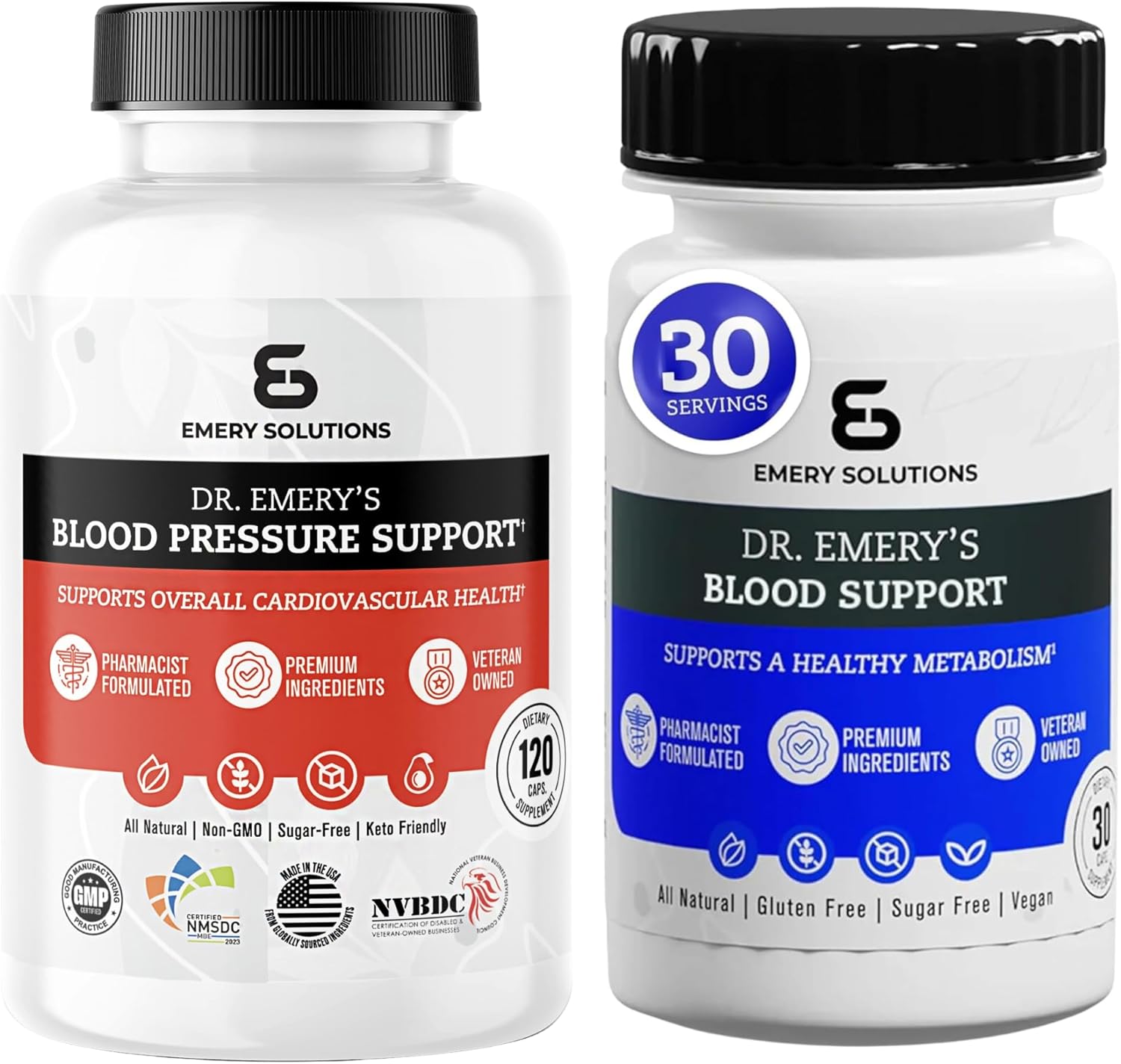 Dr Emery's Blood Pressure Support Capsules with Magnesium, D3, Potassium, CoQ10, B6, B9, B12, Vitamins, and Zinc - Vegan and Sugar-Free
