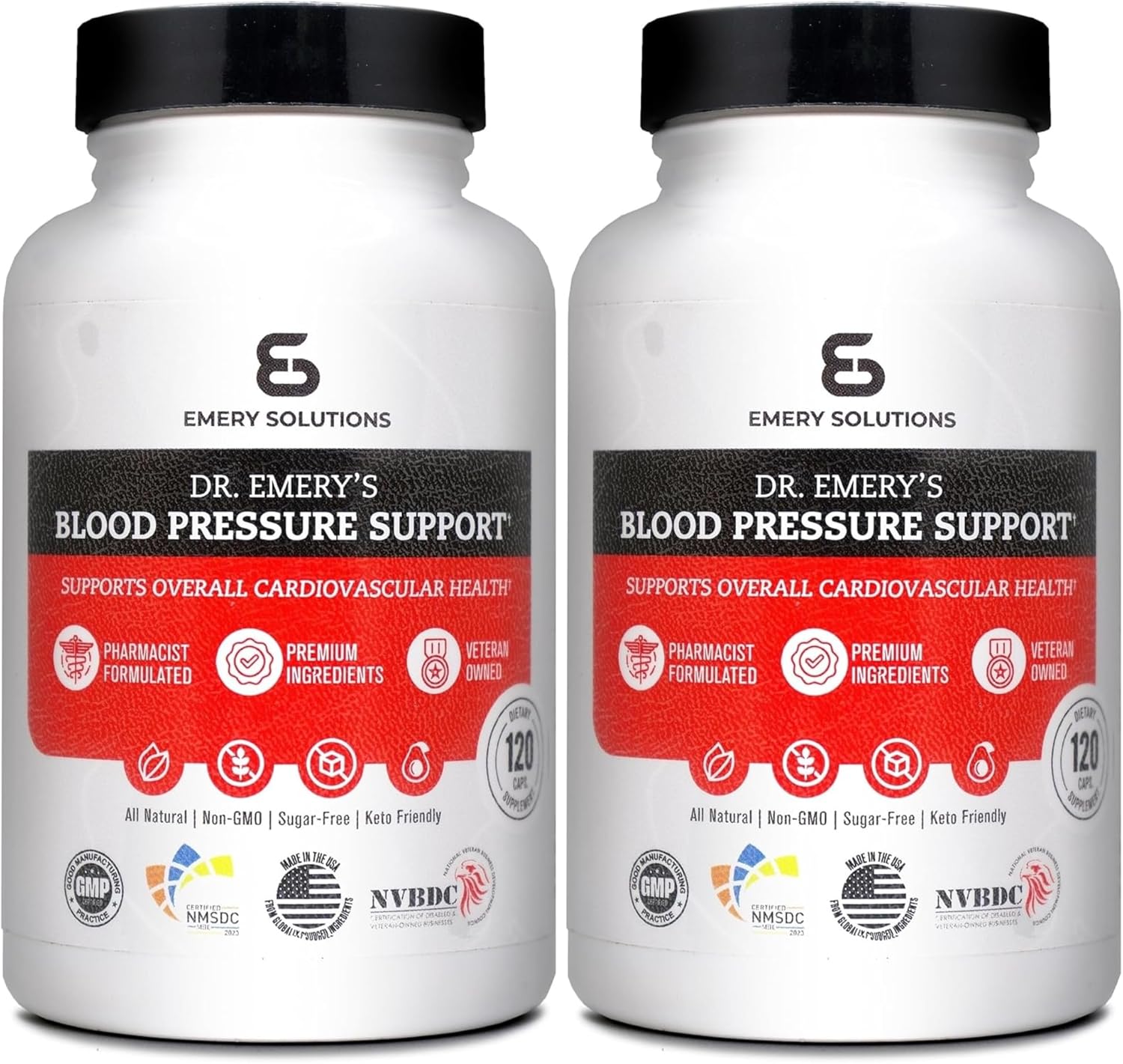 Dr. Emery's Blood Pressure Support Supplement with Magnesium, Zinc, Vitamin D3, Potassium - 240 Capsules