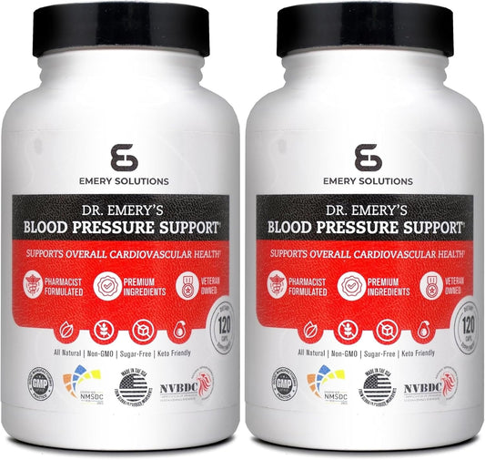 Dr. Emery's Blood Pressure Support Supplement with Magnesium, Zinc, Vitamin D3, Potassium - 240 Capsules