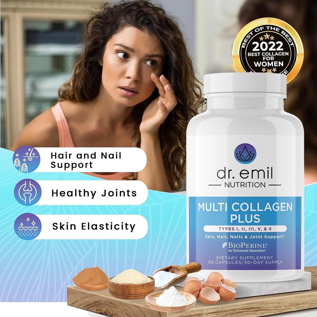 Dr. Emil Nutrition Complete Multi Collagen Bundle - Enhance Hair, Skin & Nails with Collagen Peptide Pills & Powder - 15 Servings