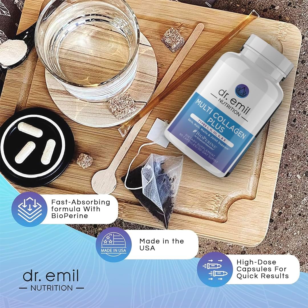Dr. Emil Nutrition Complete Multi Collagen Bundle - Enhance Hair, Skin & Nails with Collagen Peptide Pills & Powder - 15 Servings