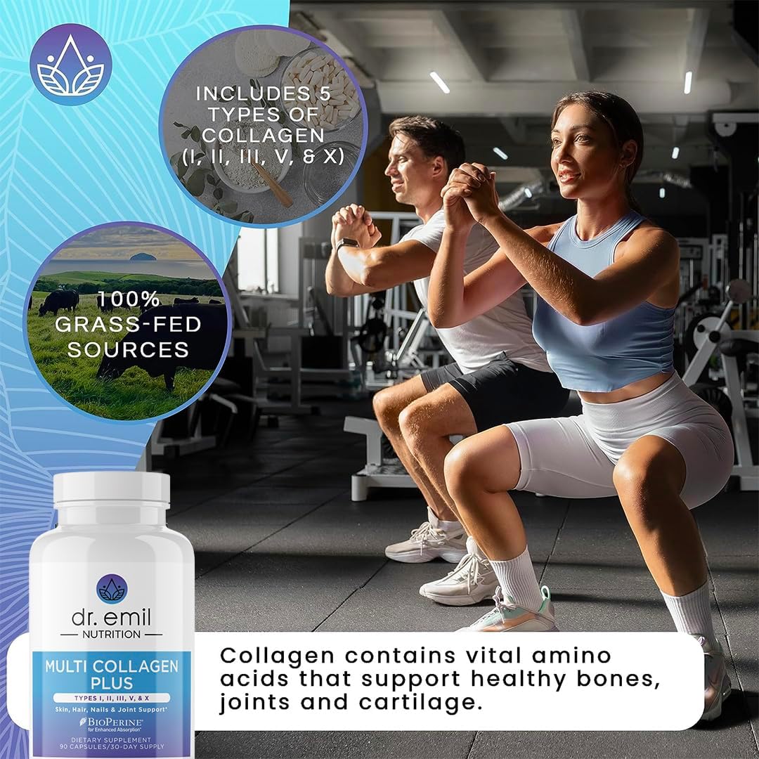 Dr. Emil Nutrition Complete Multi Collagen Bundle - Enhance Hair, Skin & Nails with Collagen Peptide Pills & Powder - 15 Servings
