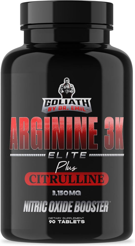 Dr. Emil Nutrition Elite L Arginine and L-Citrulline Nitric Oxide Supplement - 3150mg Dose - 90 Tablets for Vascularity, Endurance, and Heart Health