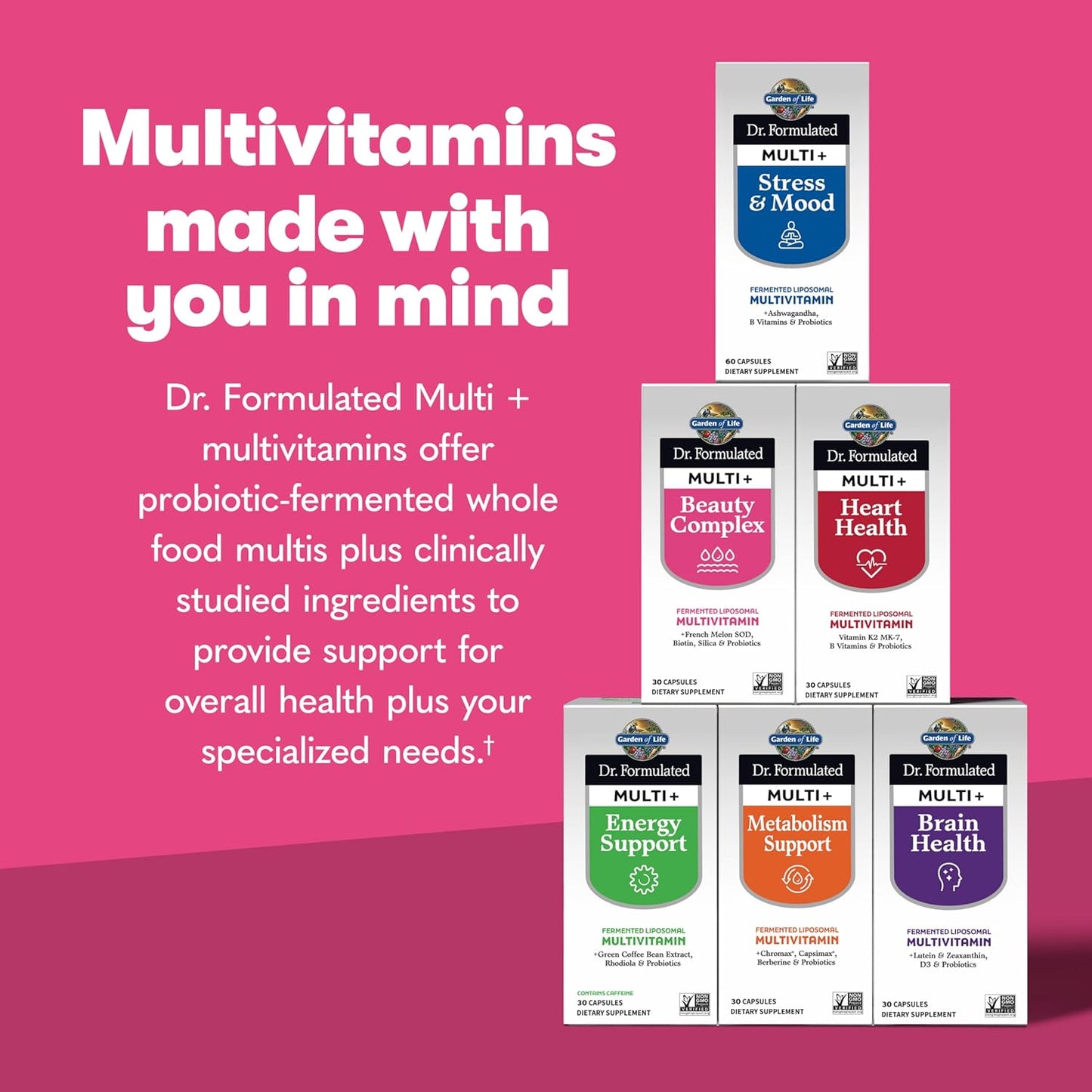Dr. Formulated Multi+ Beauty Complex: Liposomal Multivitamin for Hair, Skin, Nails - French Melon SOD, Biotin, Probiotics - 30 Capsules