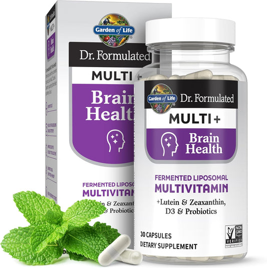 Dr. Formulated Multi+ Brain Health Capsules with Lutein, Zeaxanthin, Vitamin D3, and Probiotics for Memory, Focus, Digestive, and Immune Support