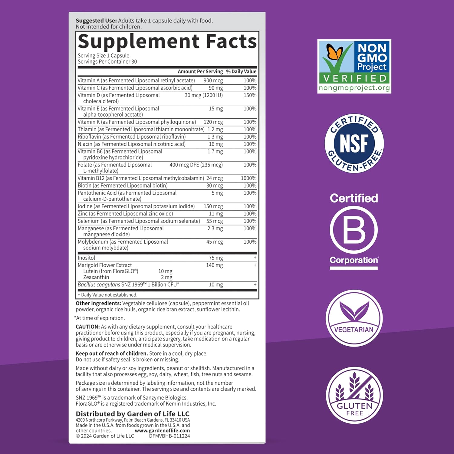 Dr. Formulated Multi+ Brain Health Capsules with Lutein, Zeaxanthin, Vitamin D3, and Probiotics for Memory, Focus, Digestive, and Immune Support