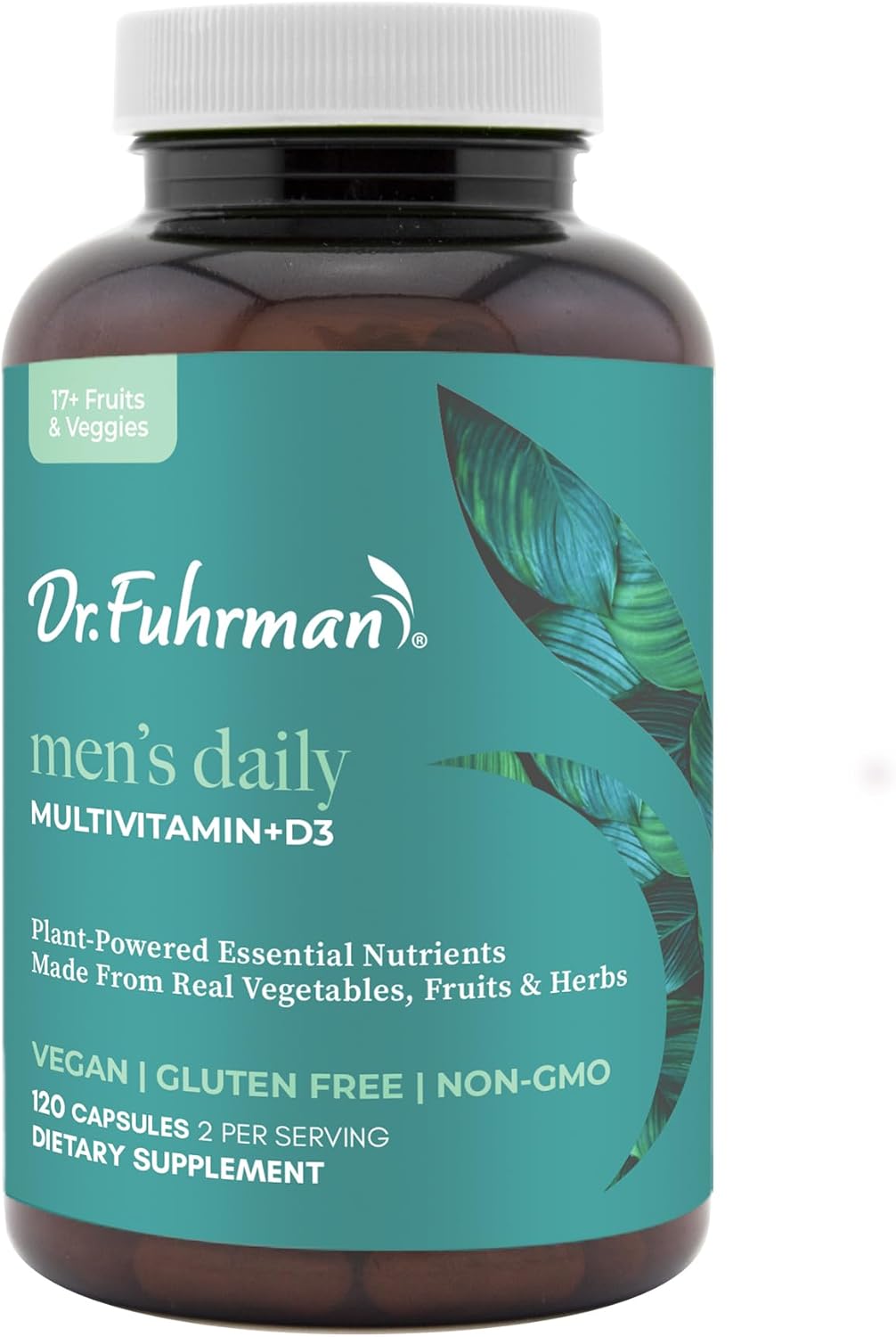Dr. Fuhrman Men's Daily Whole Food Multivitamin - 120 Capsules, Vegan Formula for Men 50+ for Health & Vitality